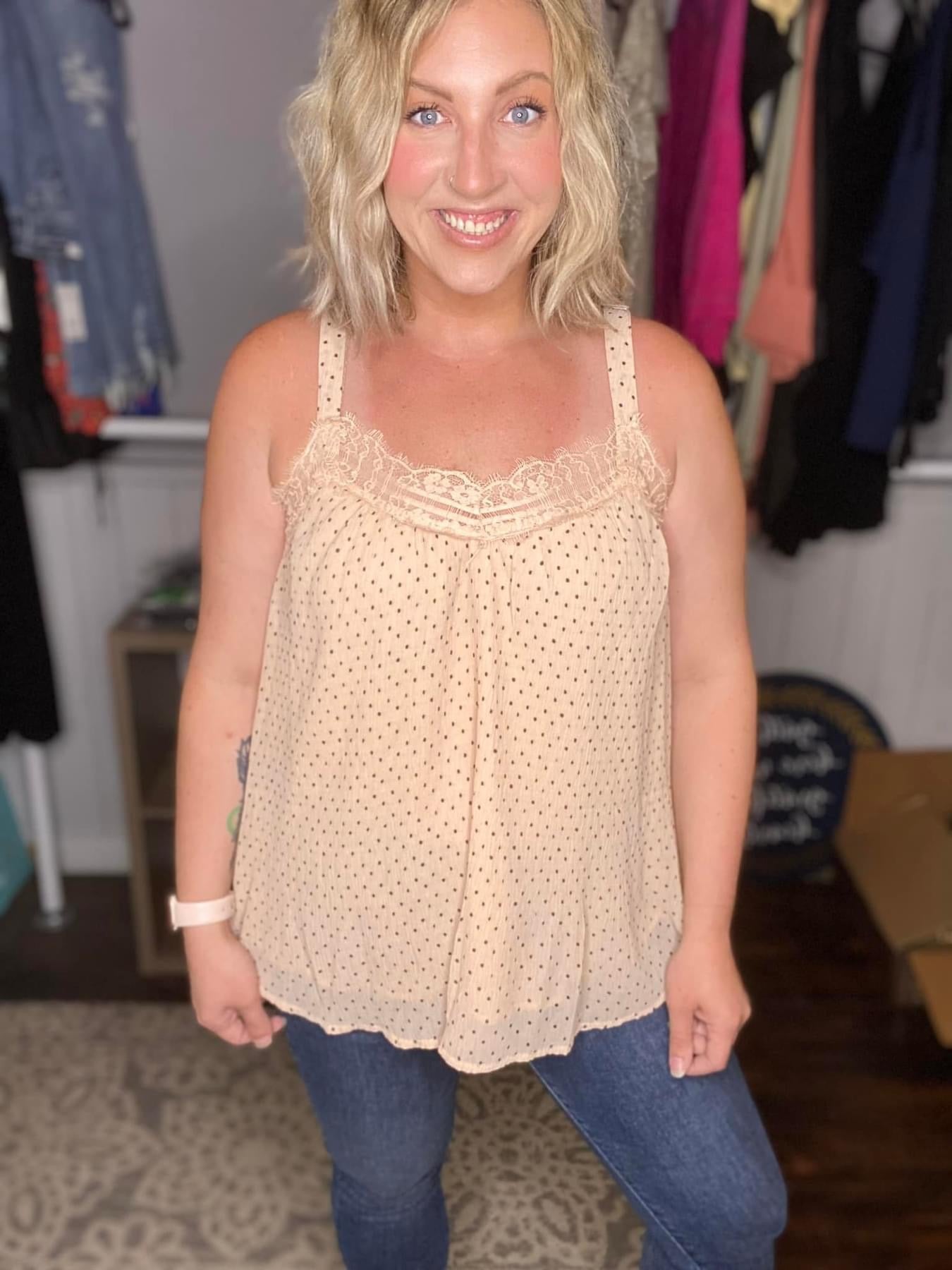 Polka Dot Lace Cami