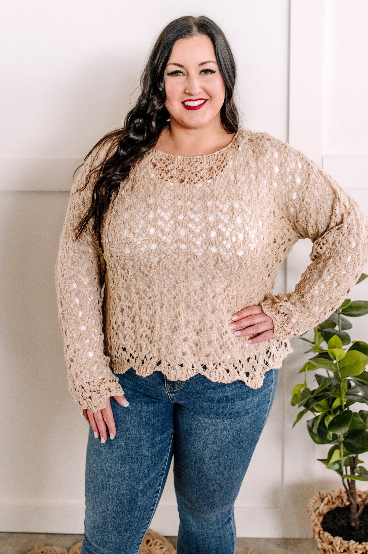 Open knit crop sweater