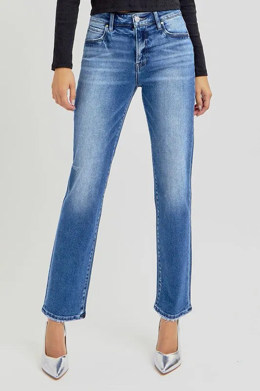 RISEN Mid-Rise Ankle Tapered Jeans