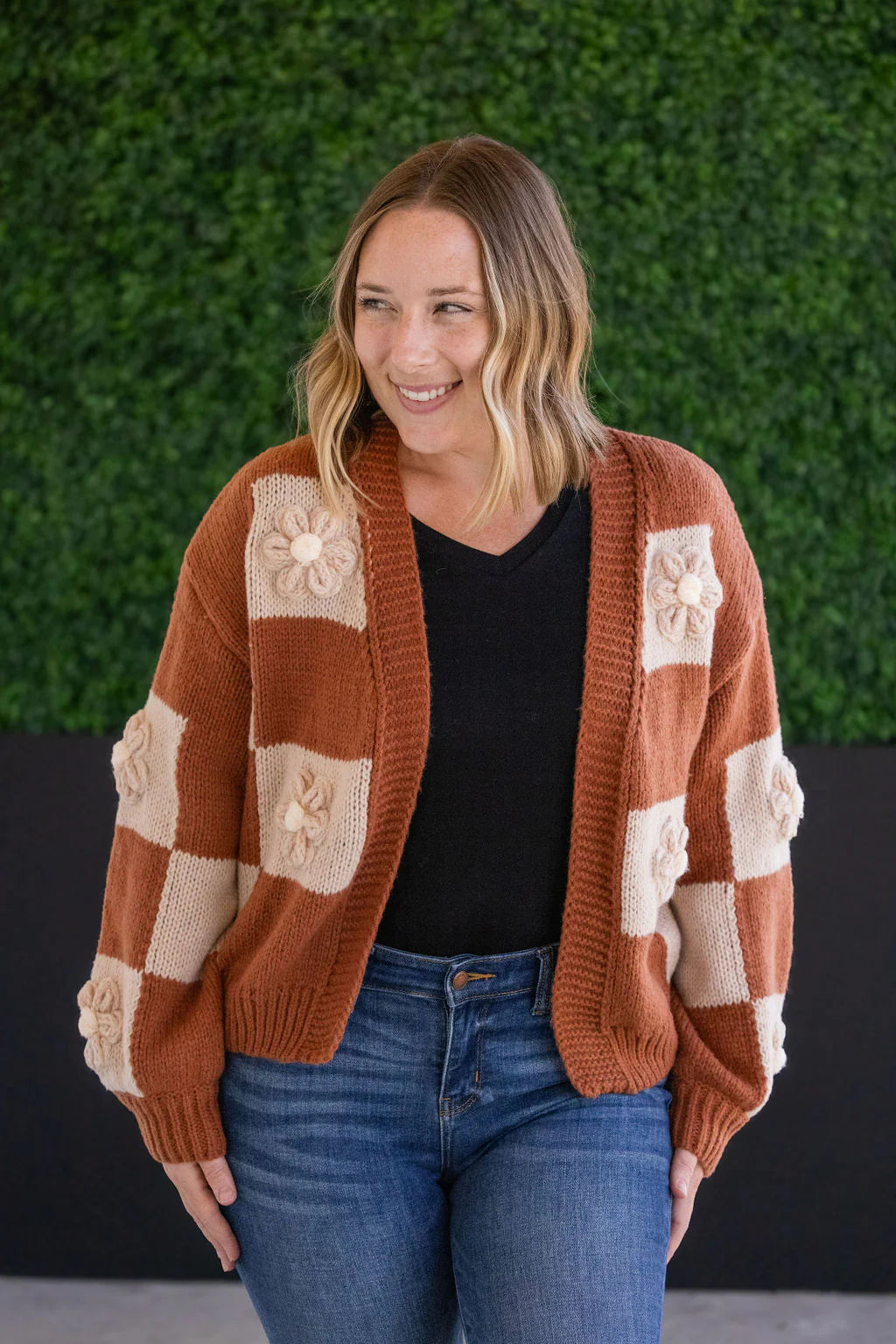 Floral Checker Cardigan