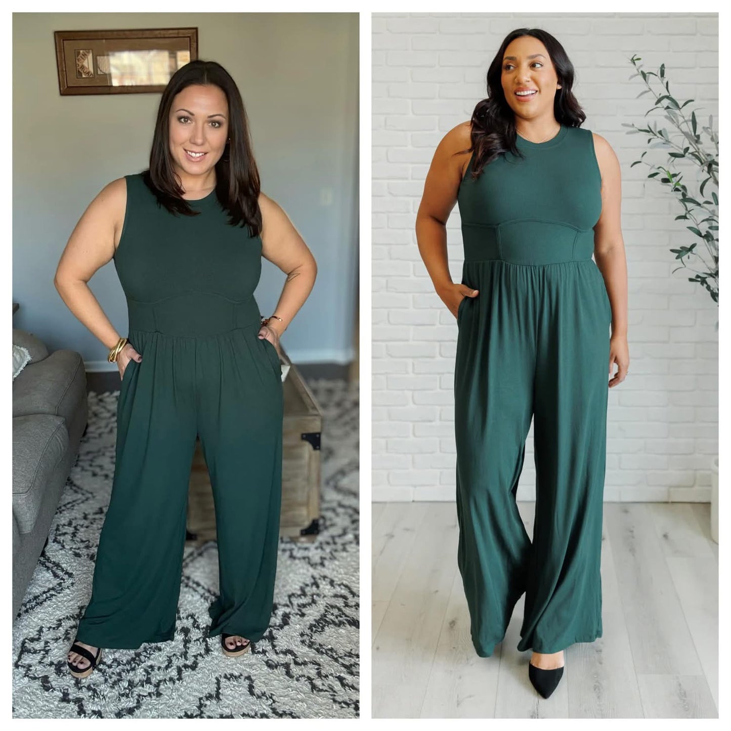Hilary Wide Leg Jumpsuit in EMERALD