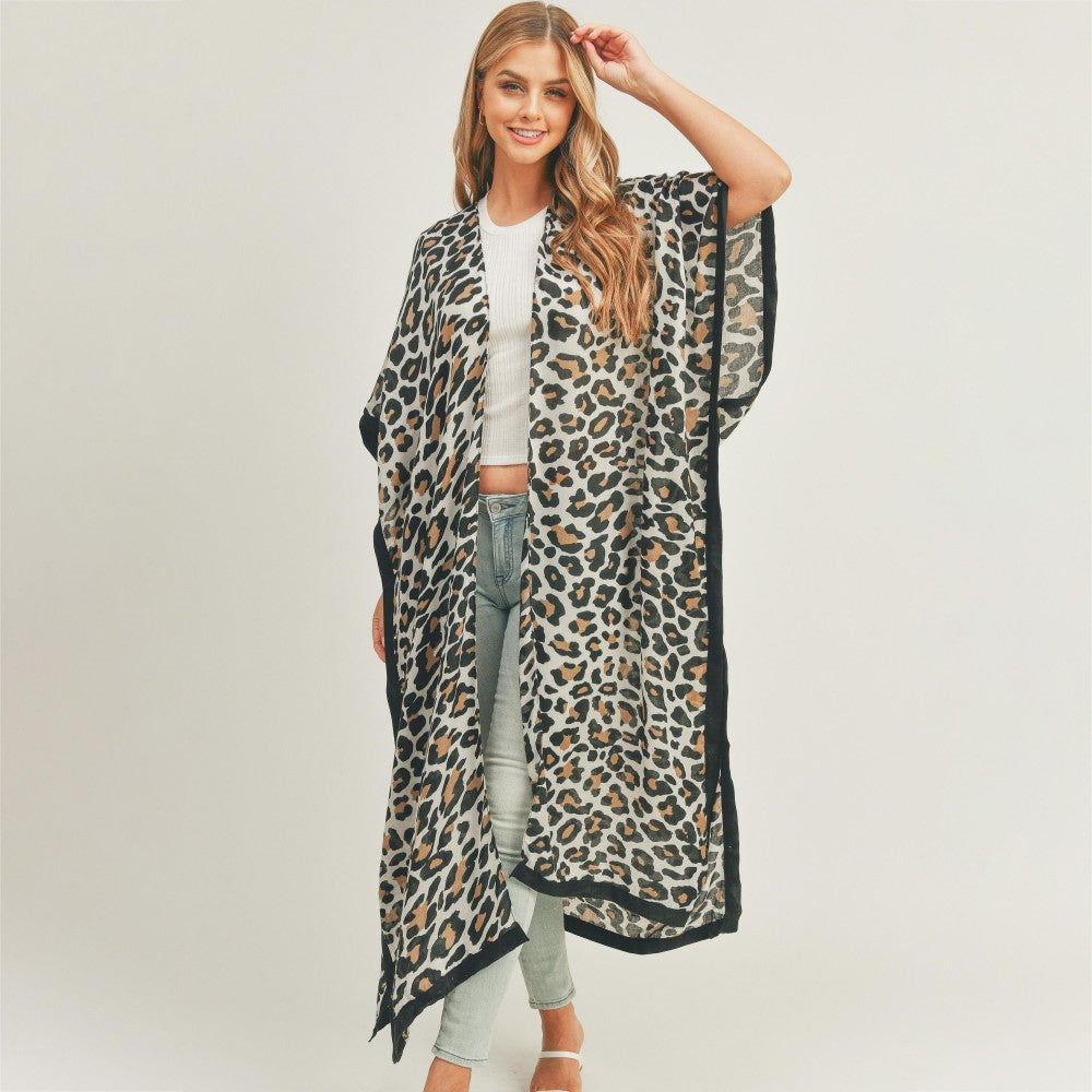 Lightweight Animal Print Kimono Long