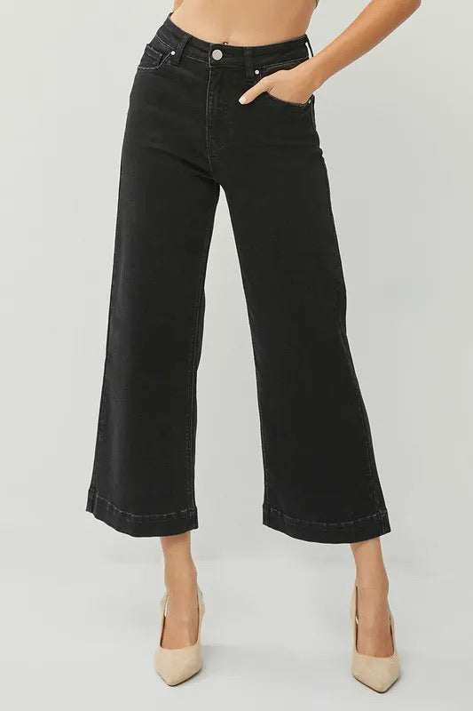 RISEN High Rise Wide Leg Ankle Jeans Plus Size