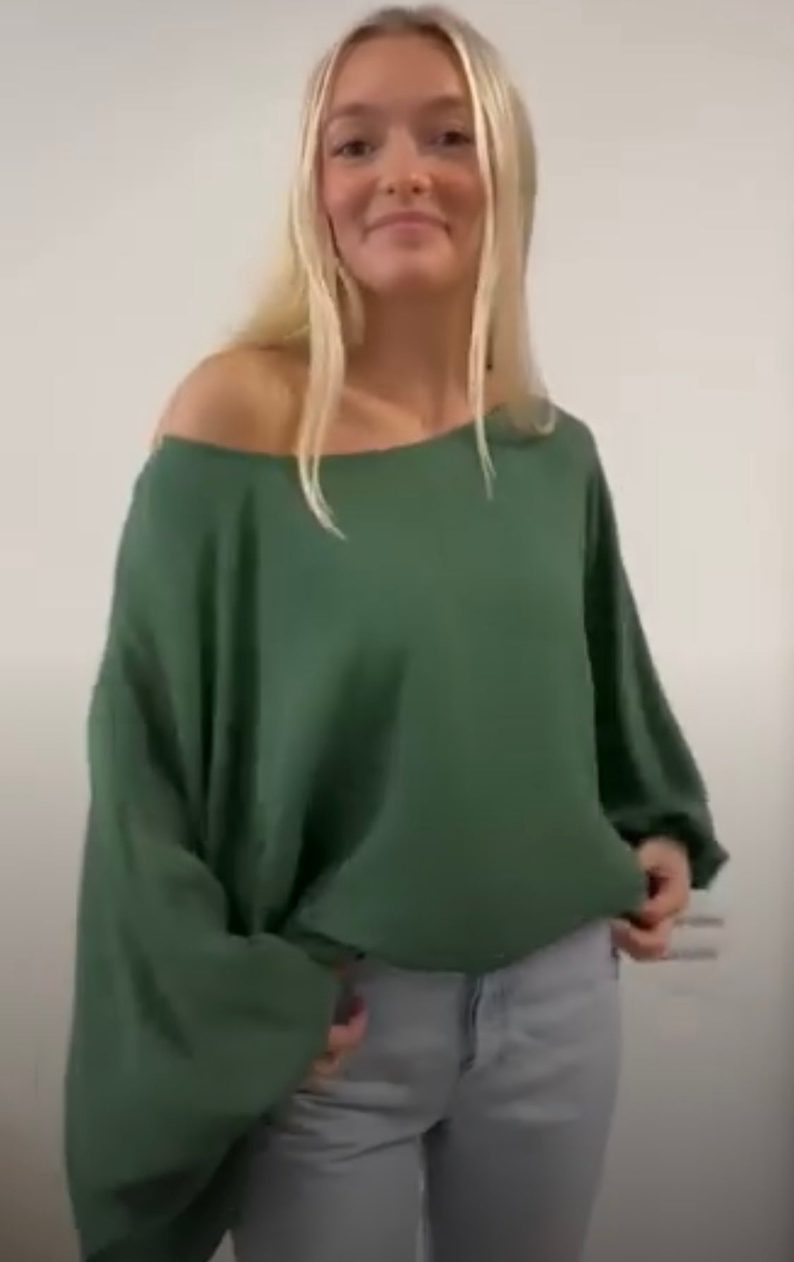 Green Shoulder Blouse