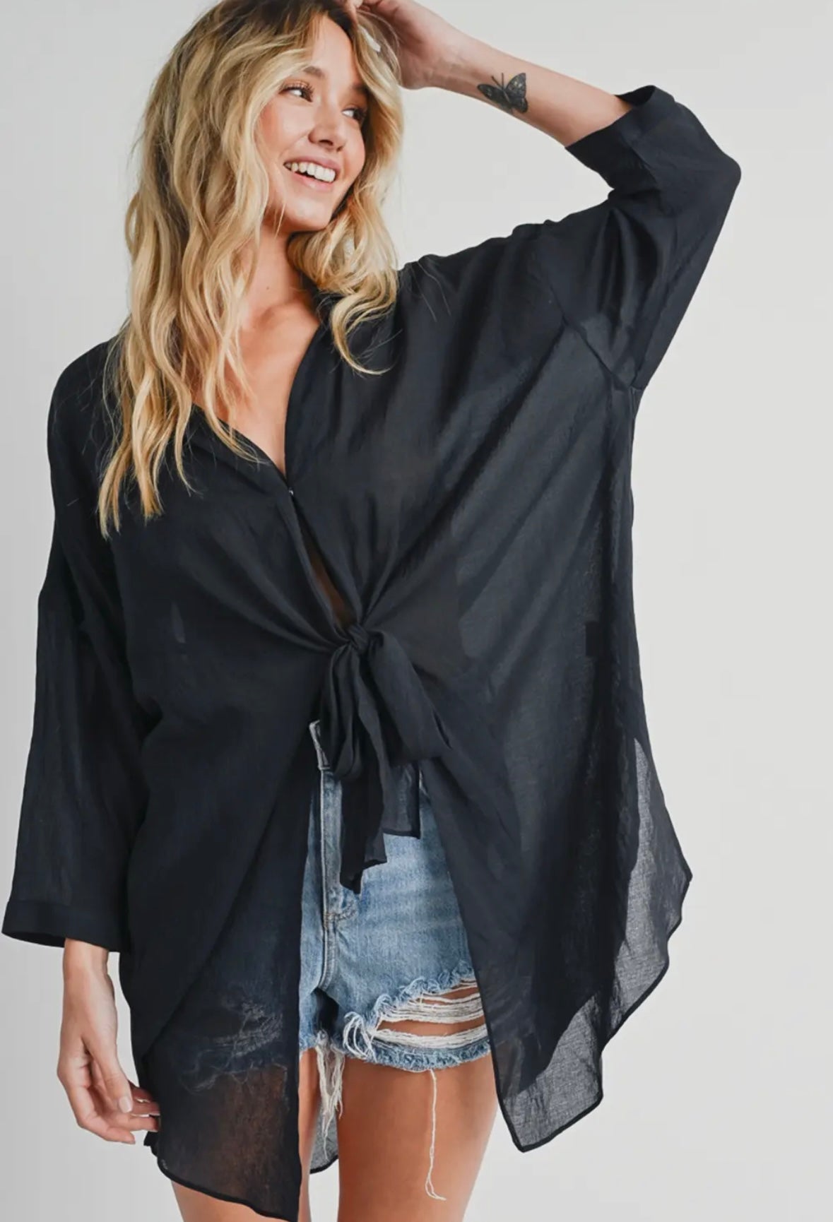 Front Tie Tunic Top