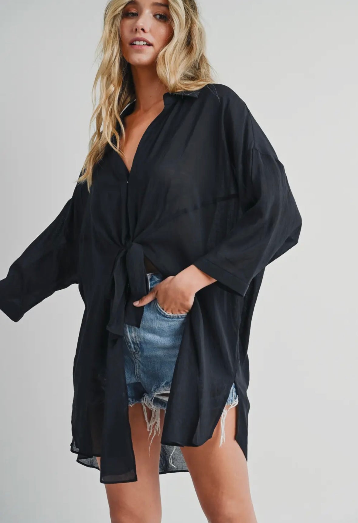 Front Tie Tunic Top