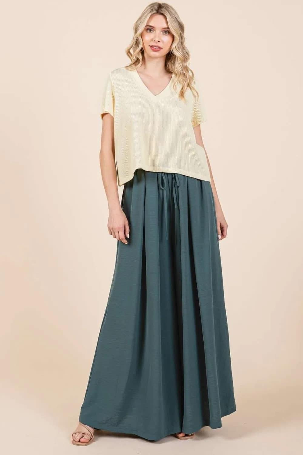 Pleated Wide Leg Pant