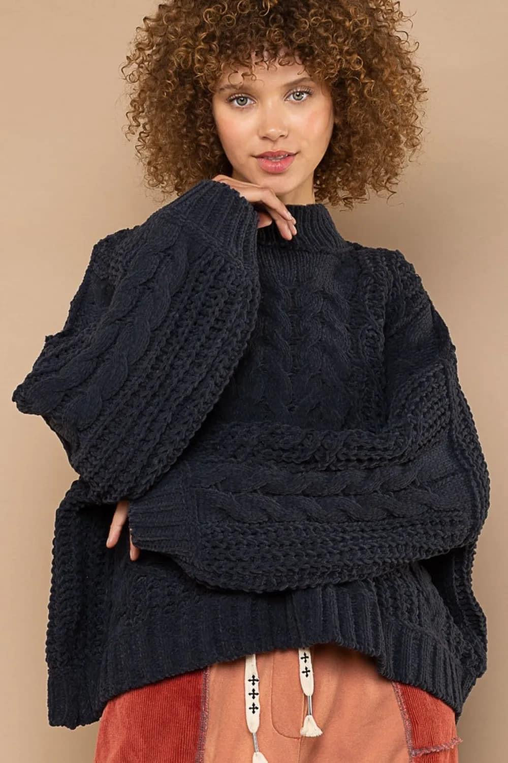 Mock Neck Chenille Sweater