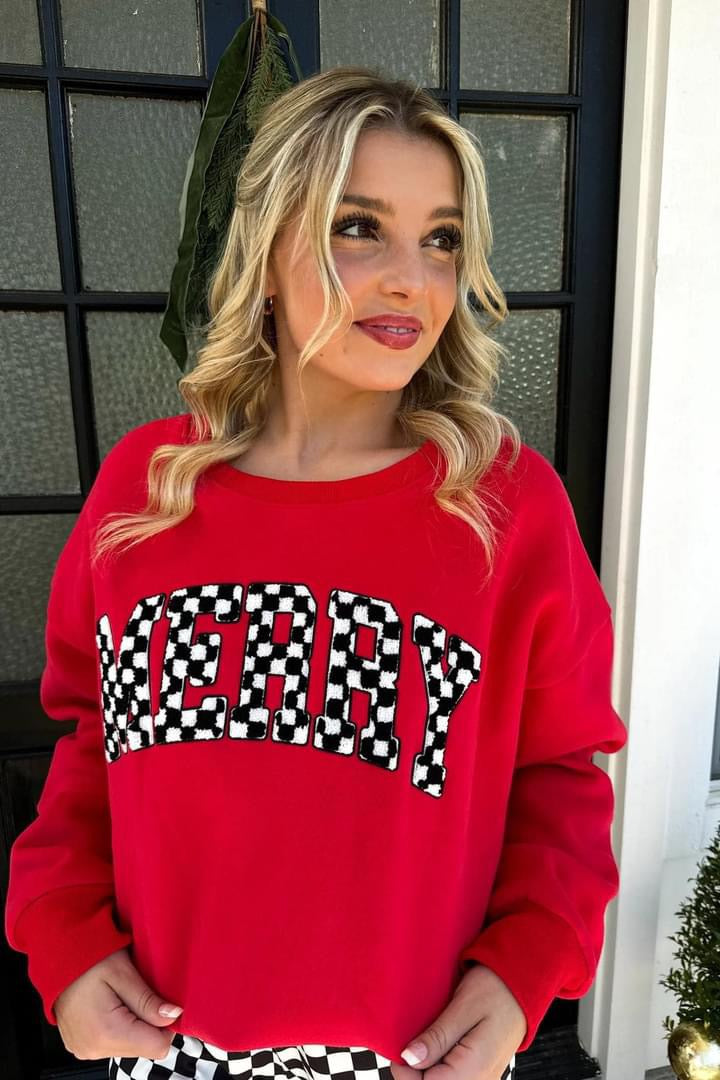 Merry Checkered Sweatshirt