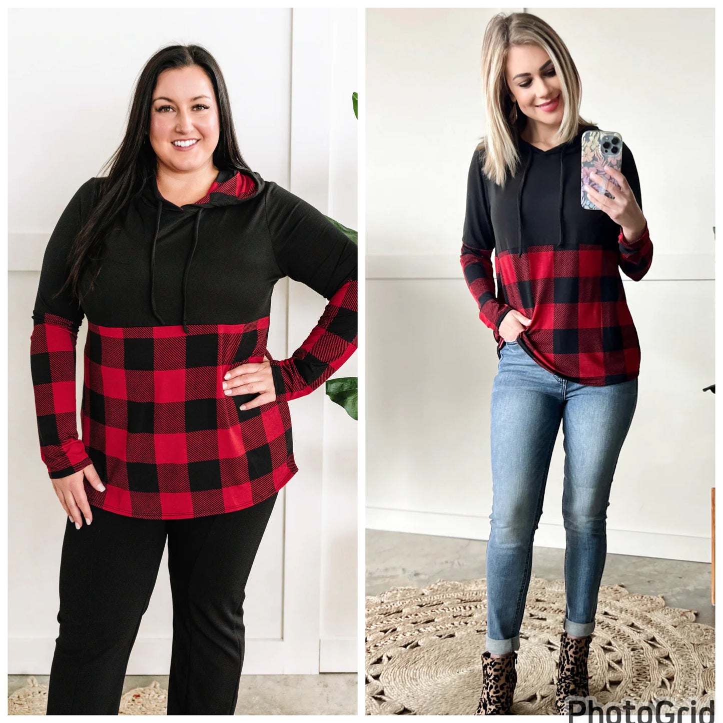 Red/Black Plaid hoodie