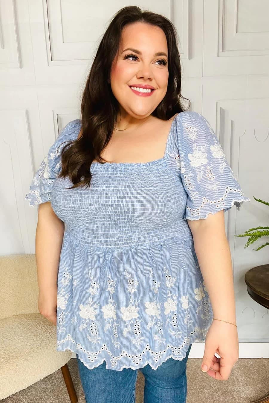 Babydoll Scalloped Hem Top