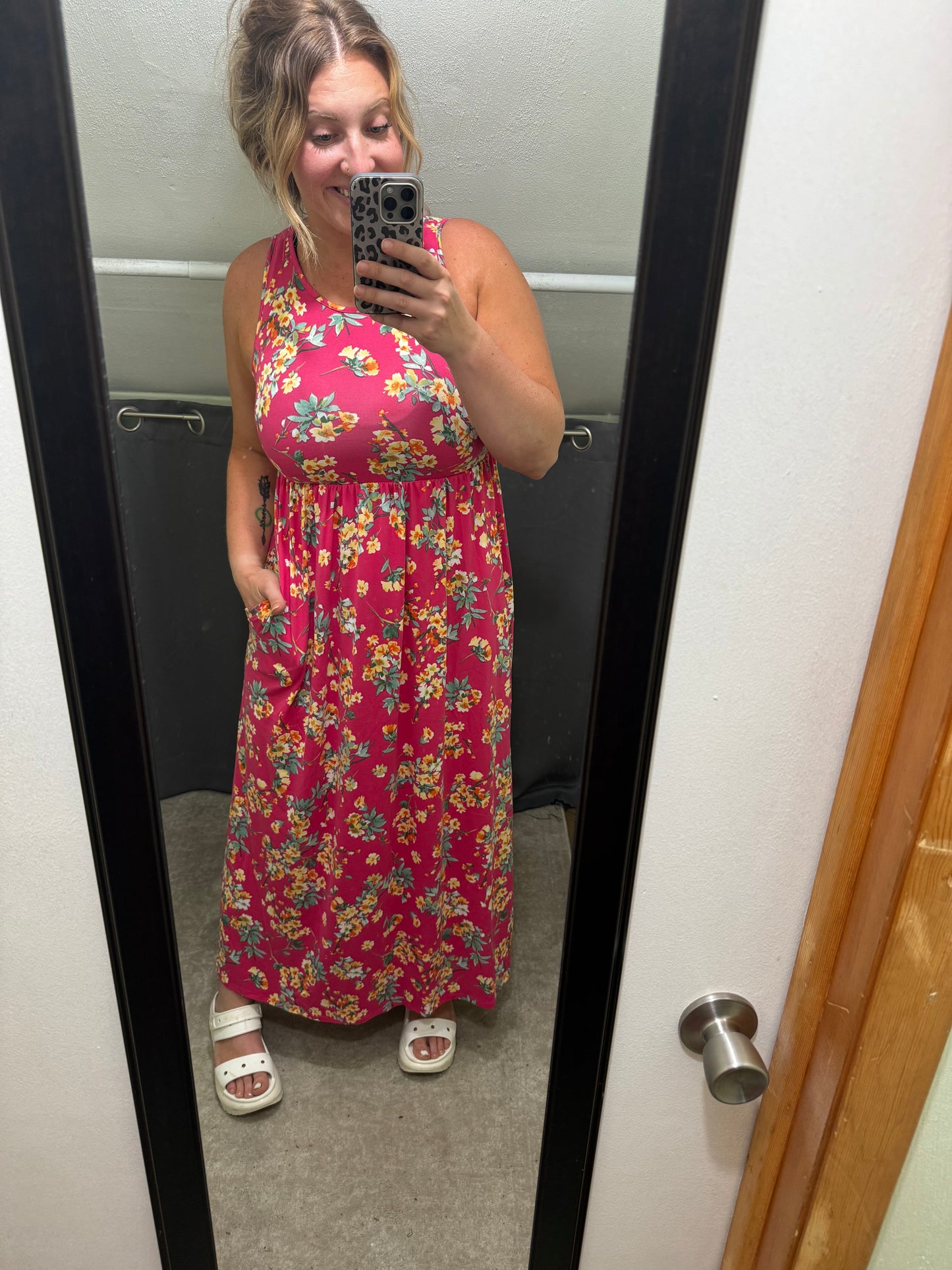 Pink Maxi Floral Dress
