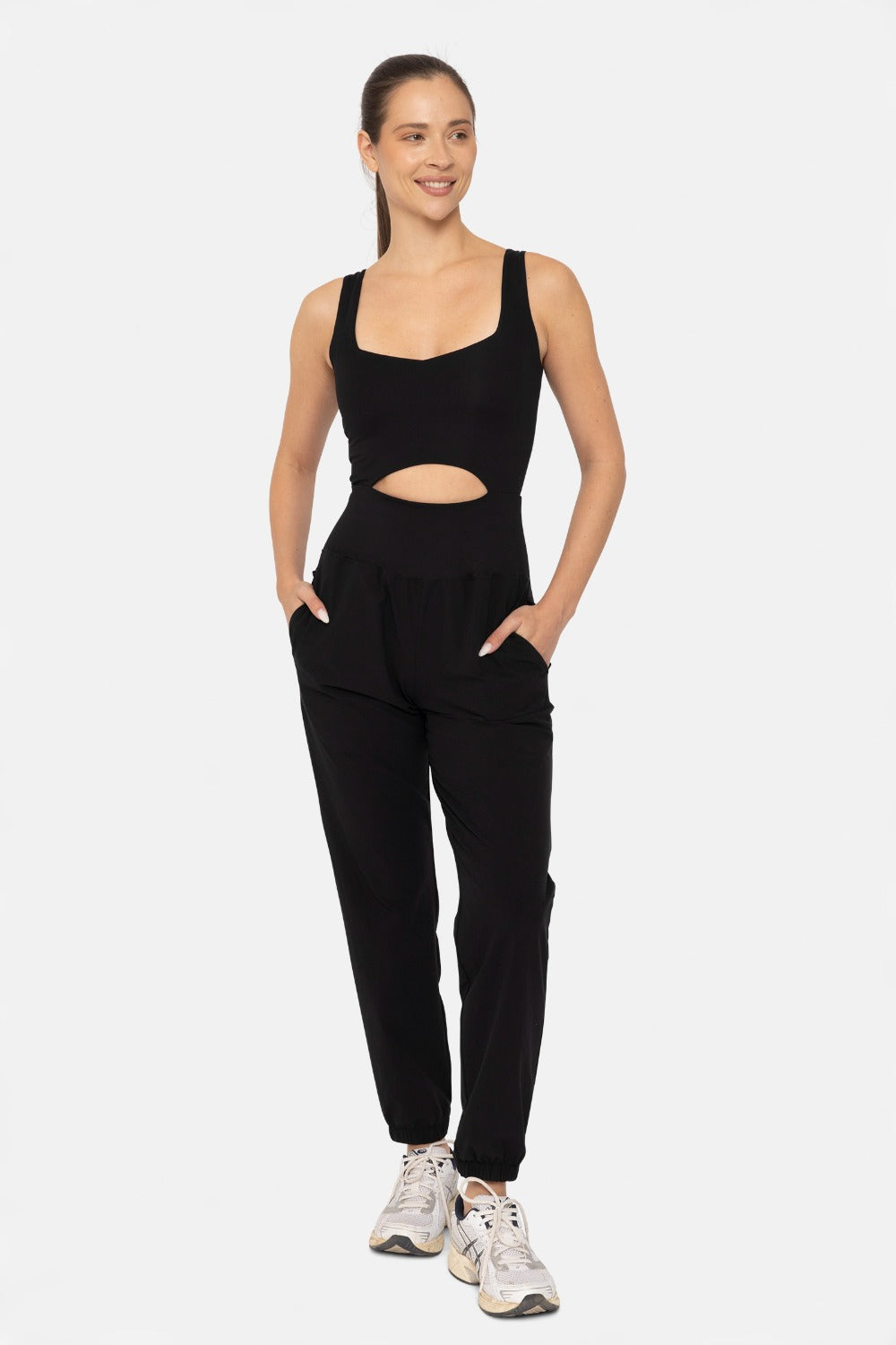 Keyhole Cut Out Jogger Jumpsuit