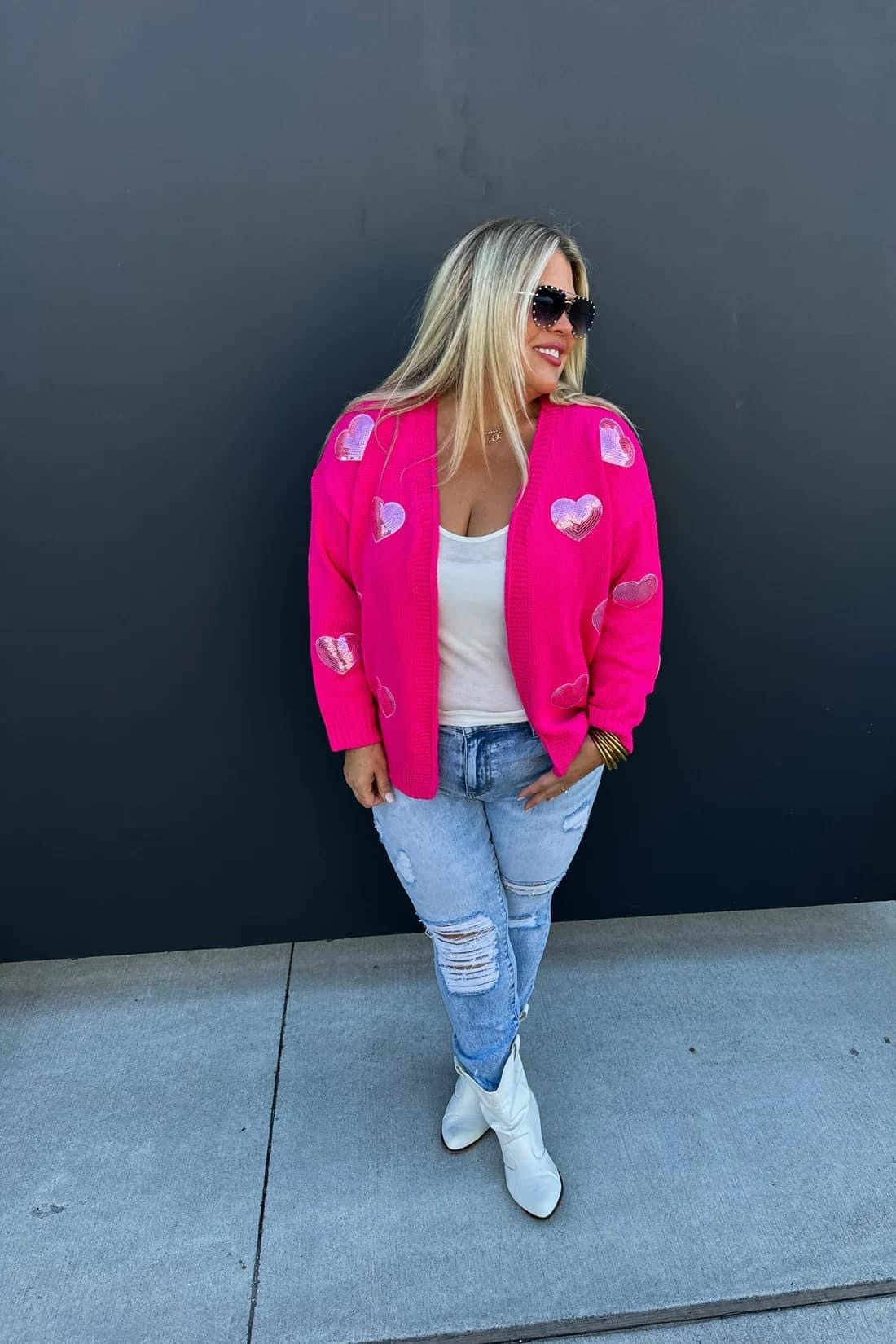 Be Mine Heart Sequin Cardigan