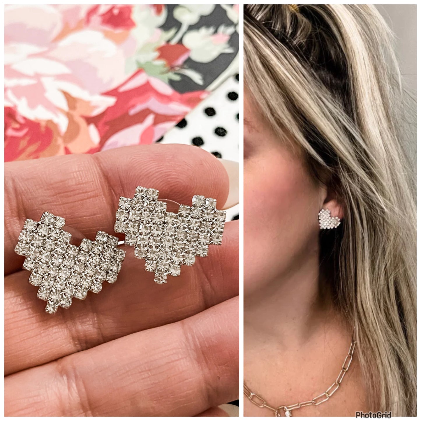 Rhinestone Heart Earrings