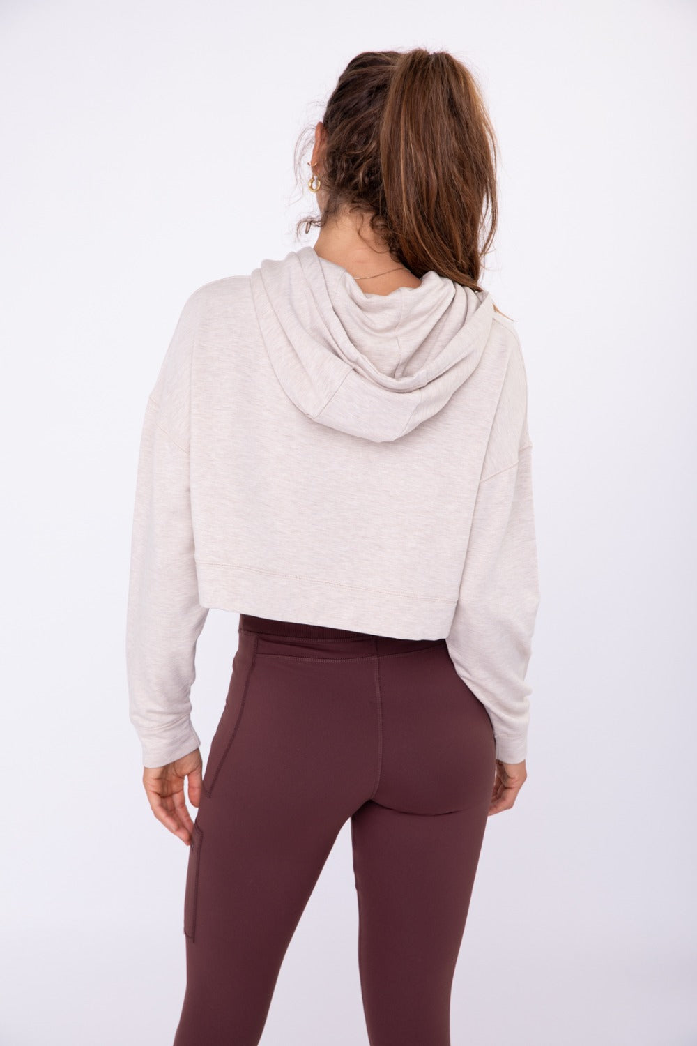CROPPED LONG SLEEVE HENLEY HOODIE