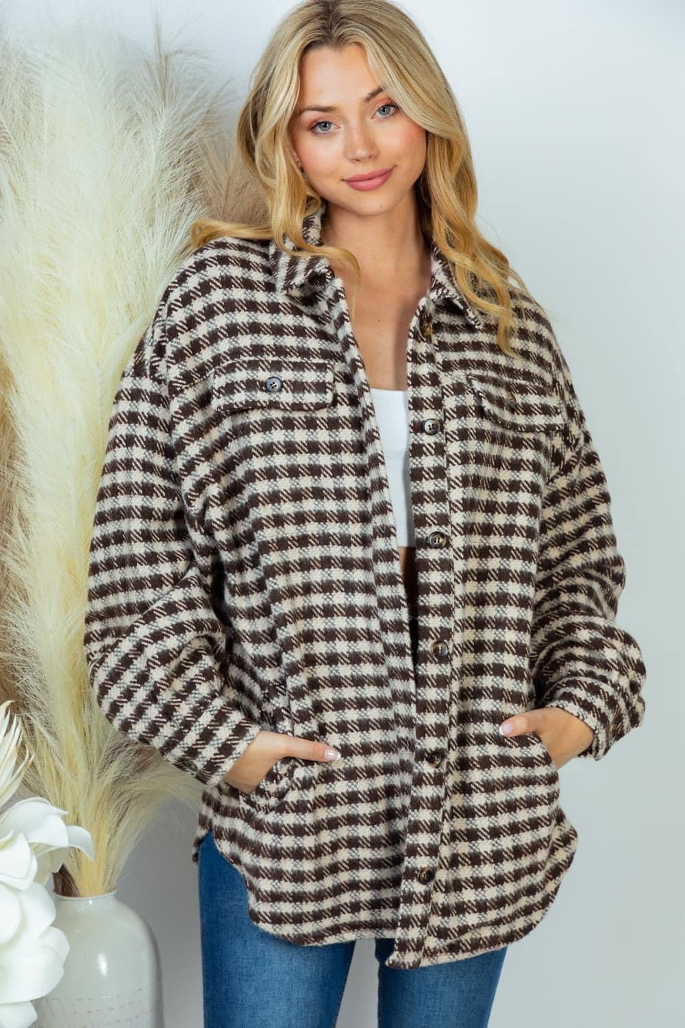 Brown Check Fall Jacket