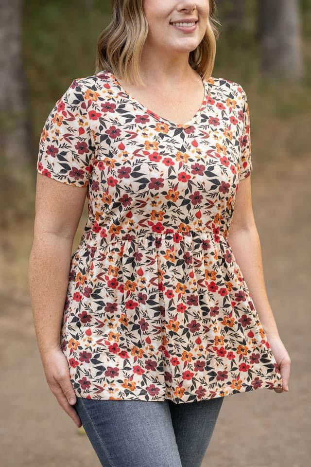 Red Fall Floral Sarah Ruffle
