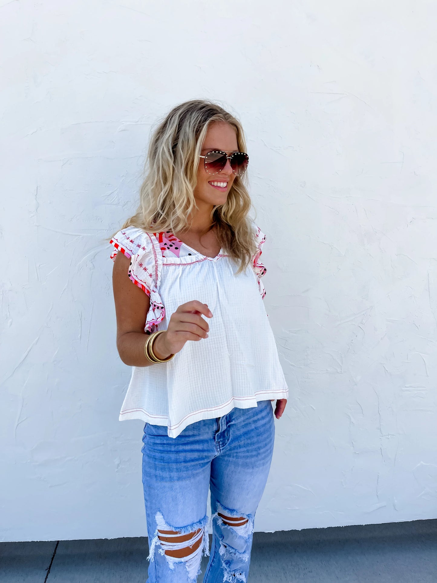 Hanna Ruffle Sleeve Top