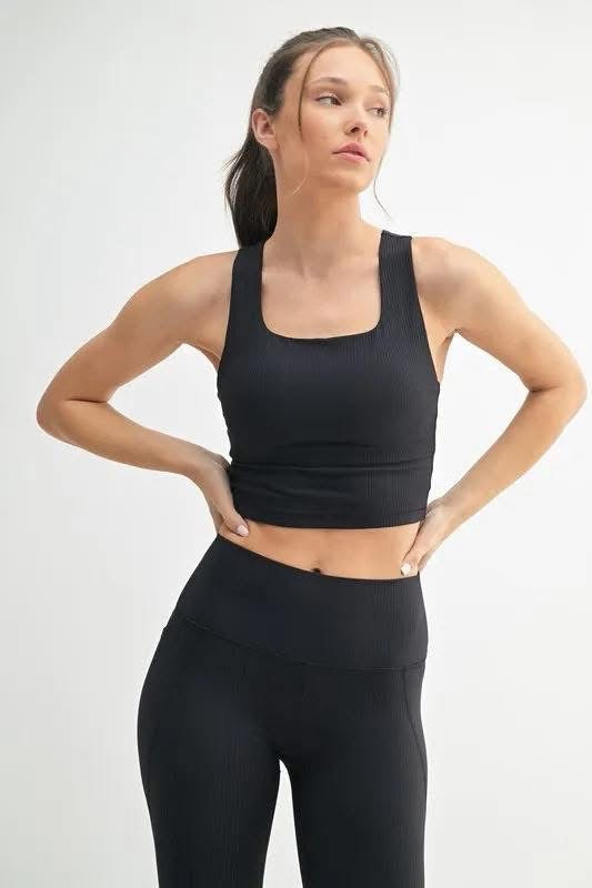 Square Neck Soft Ribbed Racerback Active Bra