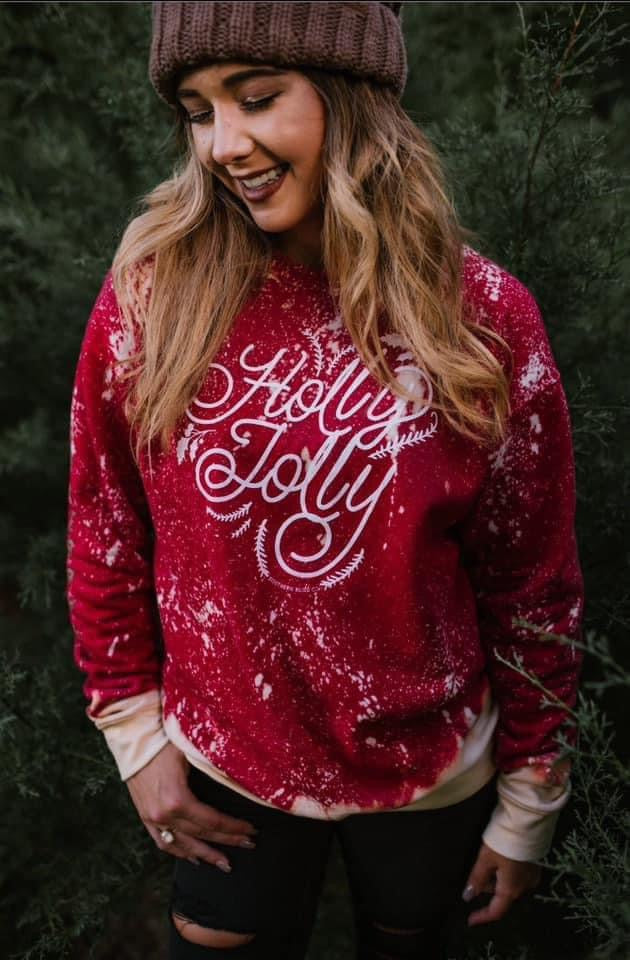 Holly Jolly Bleach Dyed Sweatshirt