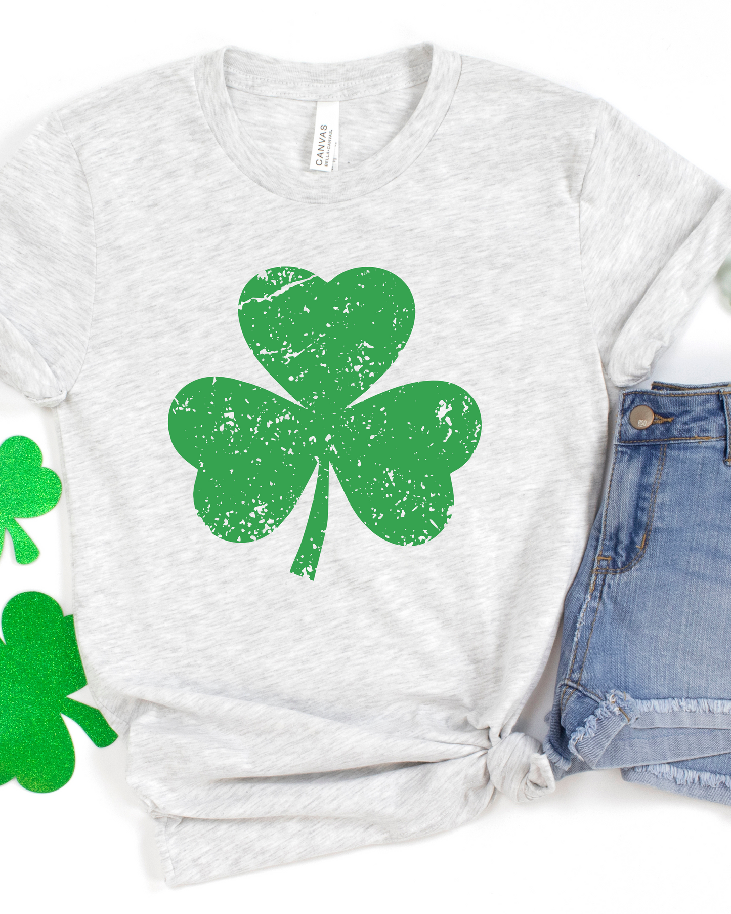 PU - DISTRESSED SHAMROCK TEE (BELLA CANVAS)