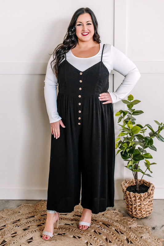 1.10 Dressy Button Down Jumpsuit In Classic Black