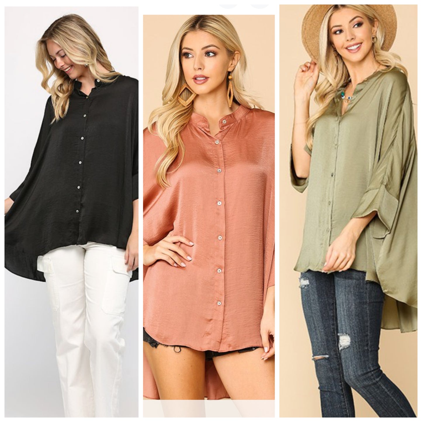 Oversized Silky Button Up
