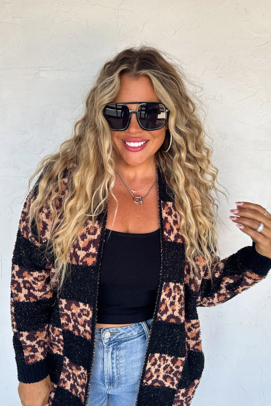 Checker Cheetah Cloud Cardigan