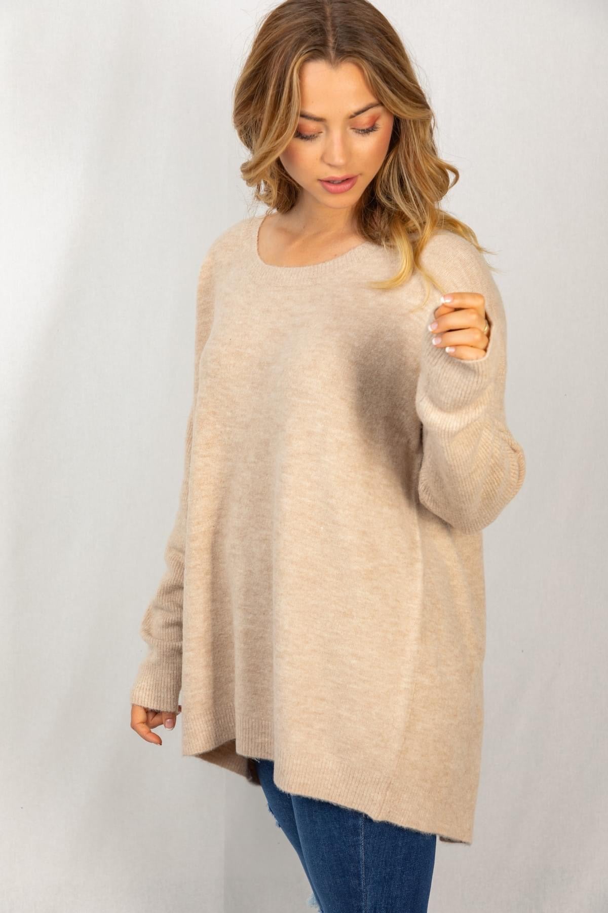 Open Back Oatmeal Sweater