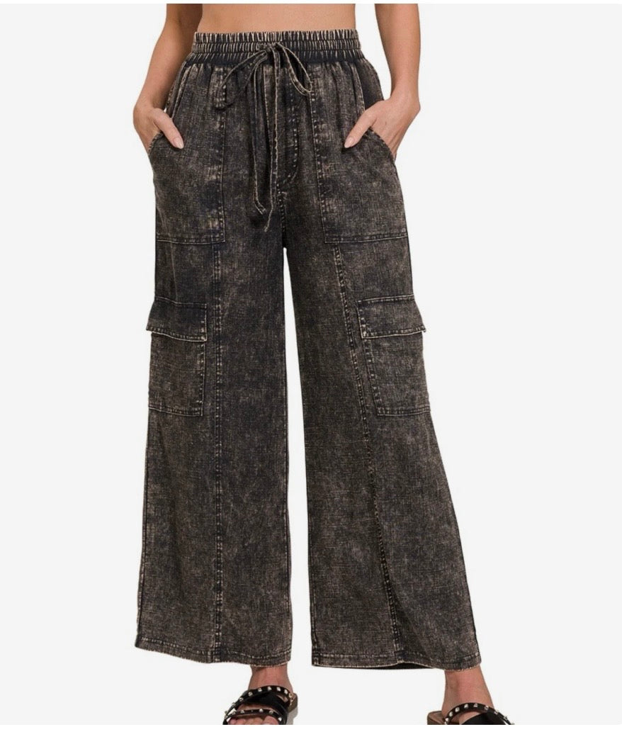 Zenana Washed Linen Cargo