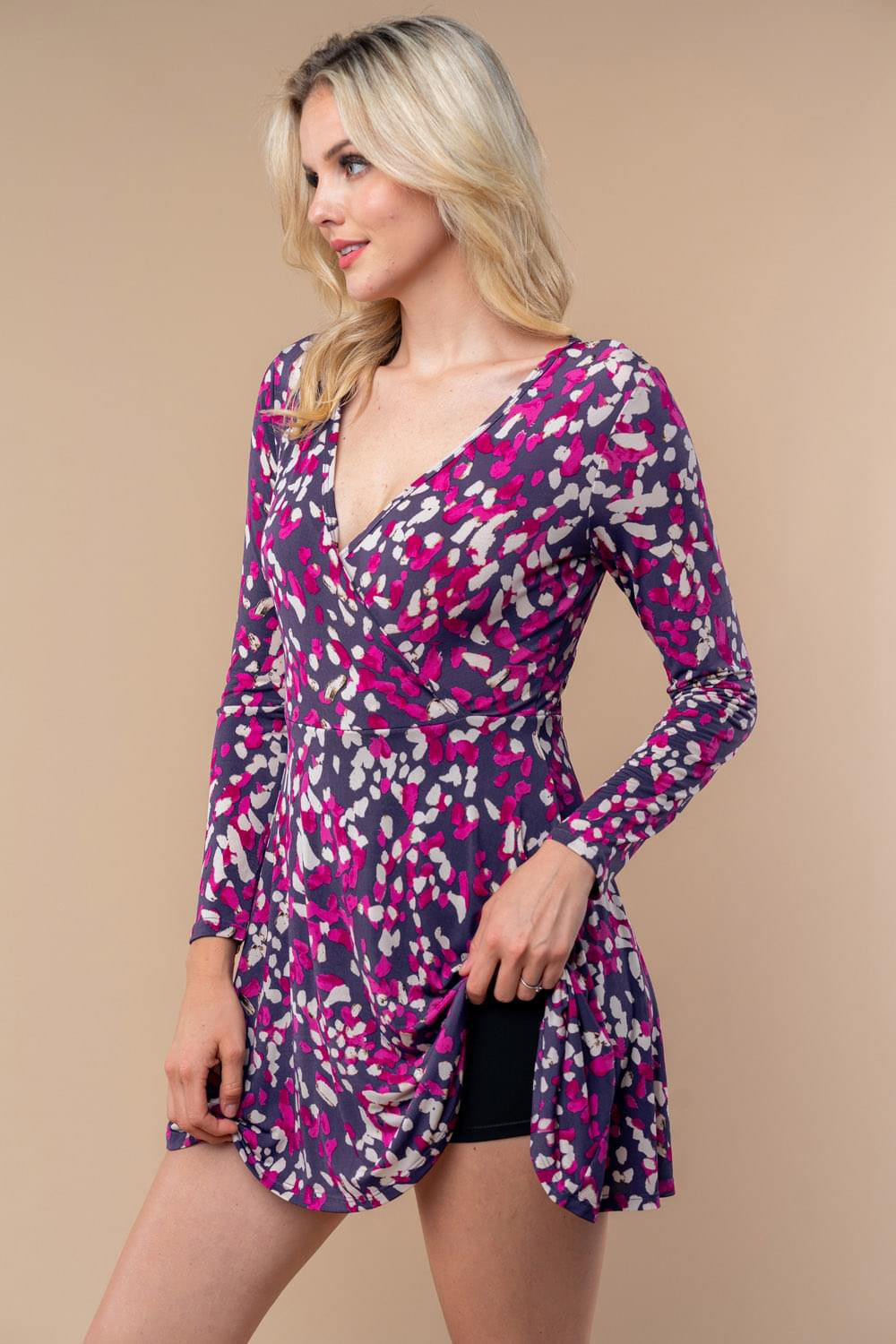 Pink & Purple Spotted Dress w/ Built in Shorts