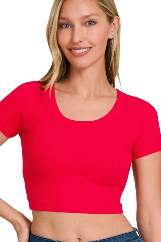ZENANA ESSENTIAL CROPPED TEE