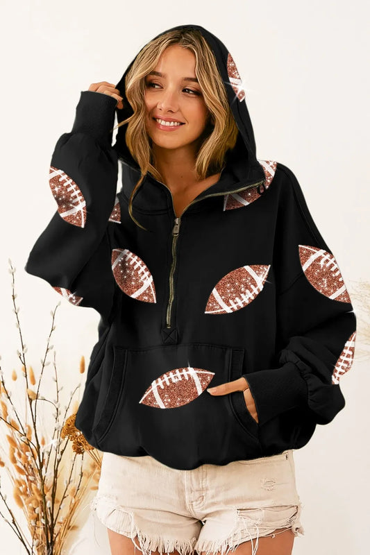 Sequin Football Hoodie