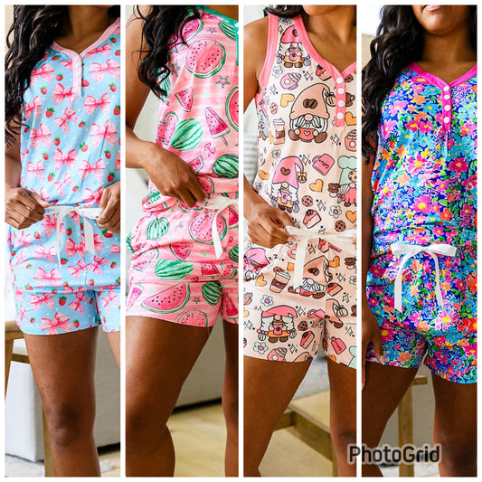 Sleeveless Print Shorts Set