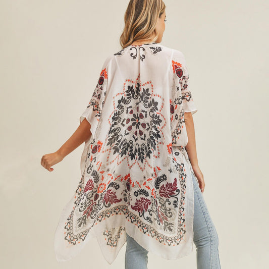 Damask Print Kimono
