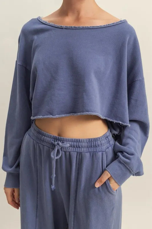 Off the Shoulder Crop Sweatshirt
