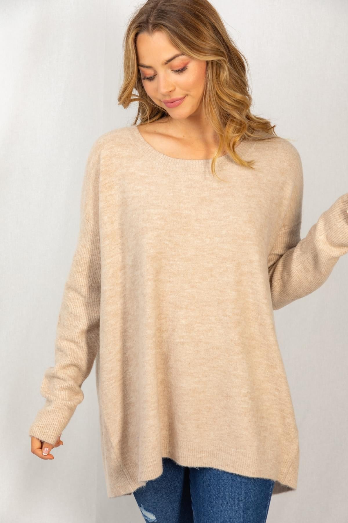 Open Back Oatmeal Sweater