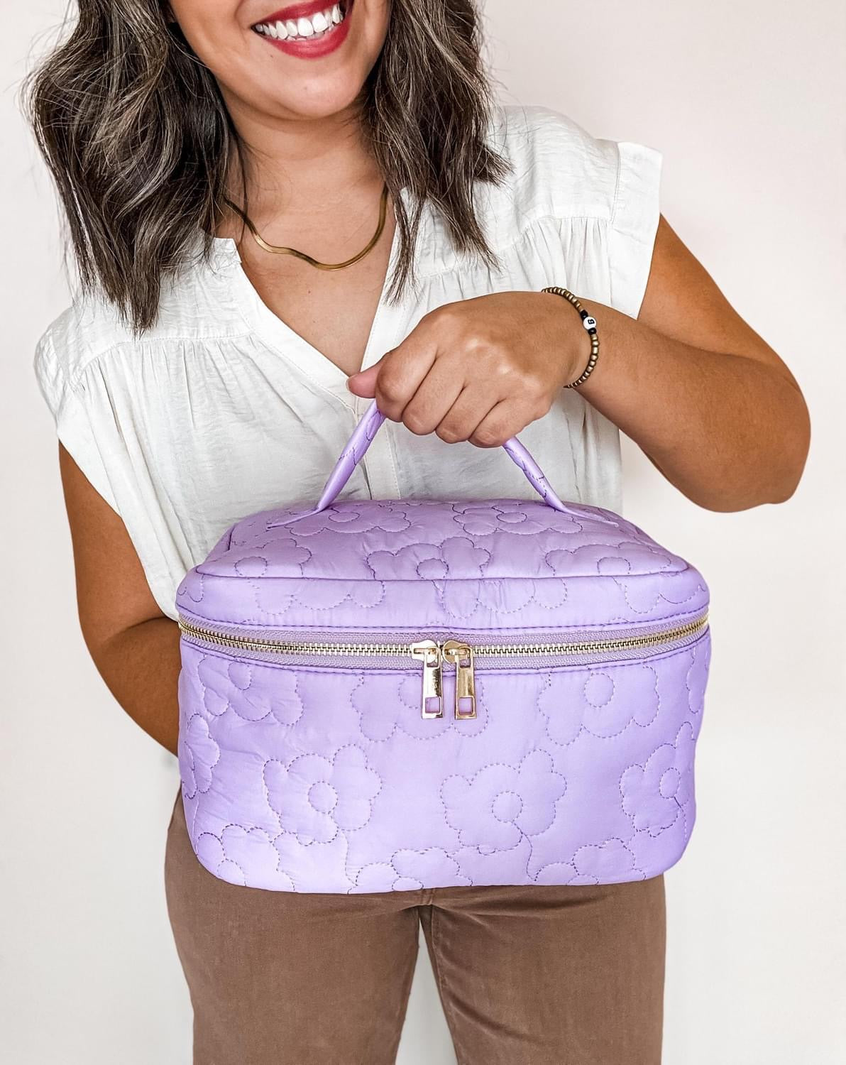 Floral Stitch Makeup Bag
