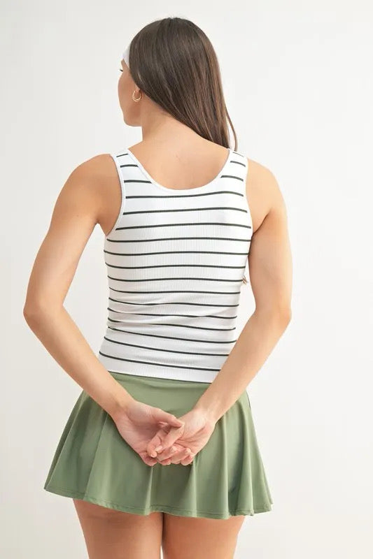 MONO B Striped Seamless Ribbed Tank