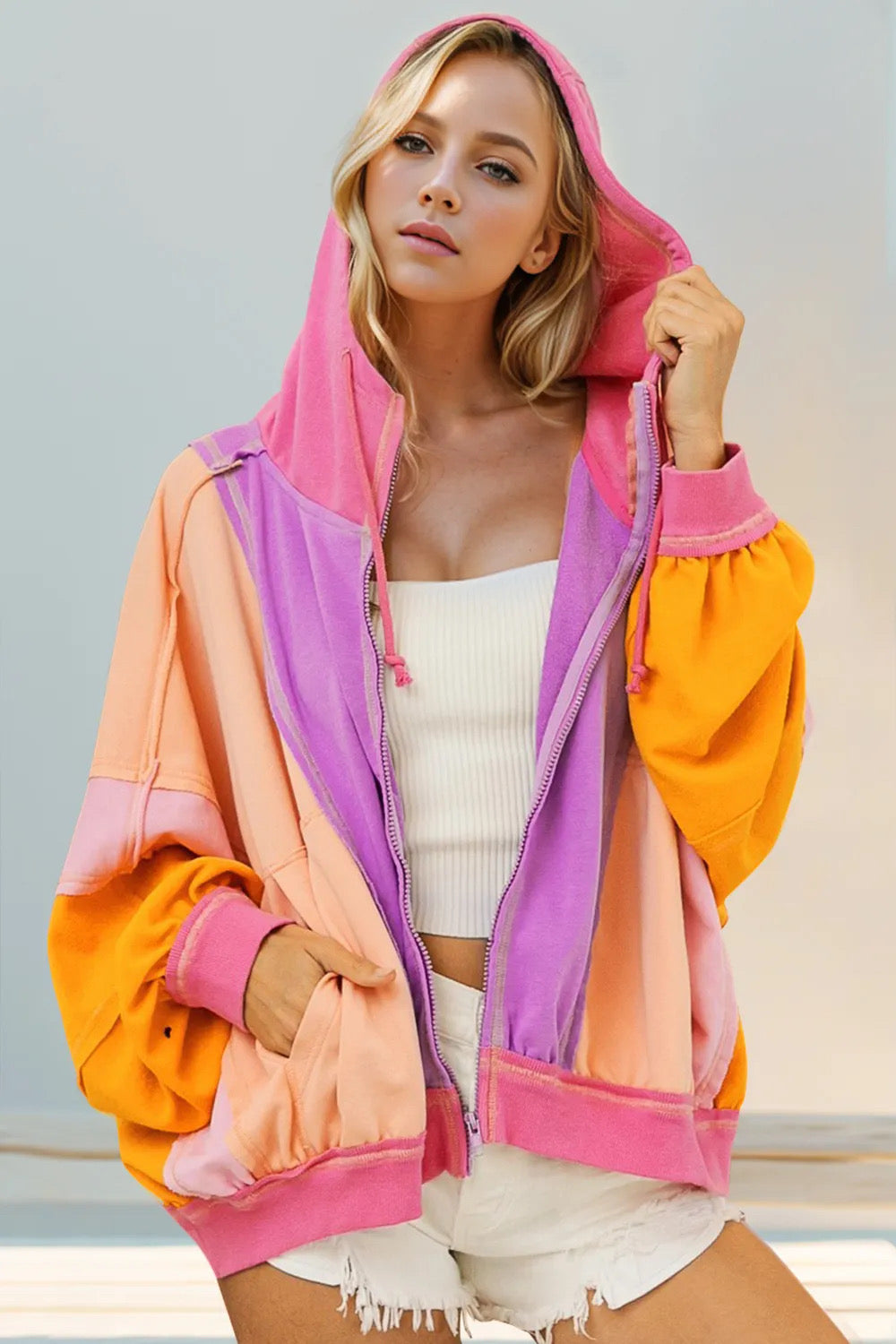 Colorblock Zip Up Jacket