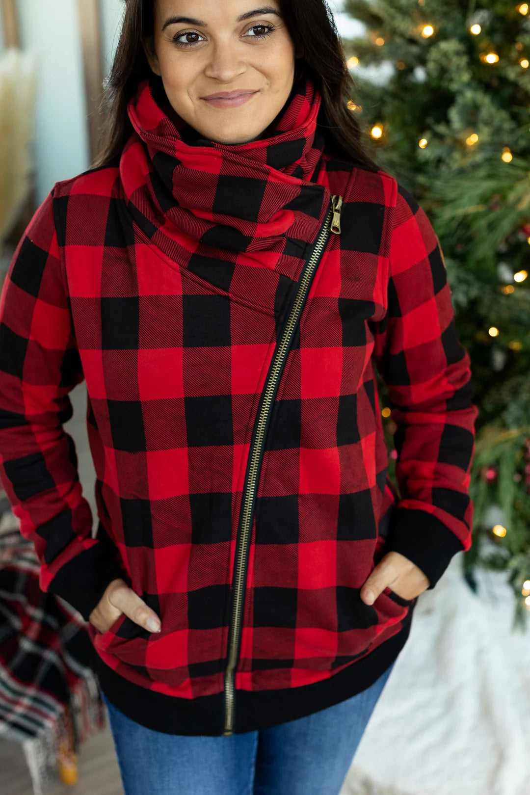 Quinn Zip Up - plaid WAREHOUSE SALE