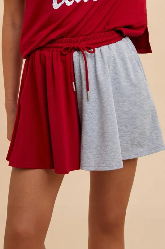 Color Block French Terry Flare Shorts