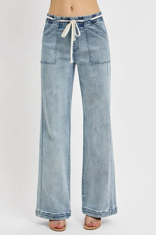 RISEN Straight Leg Jeans with Pockets