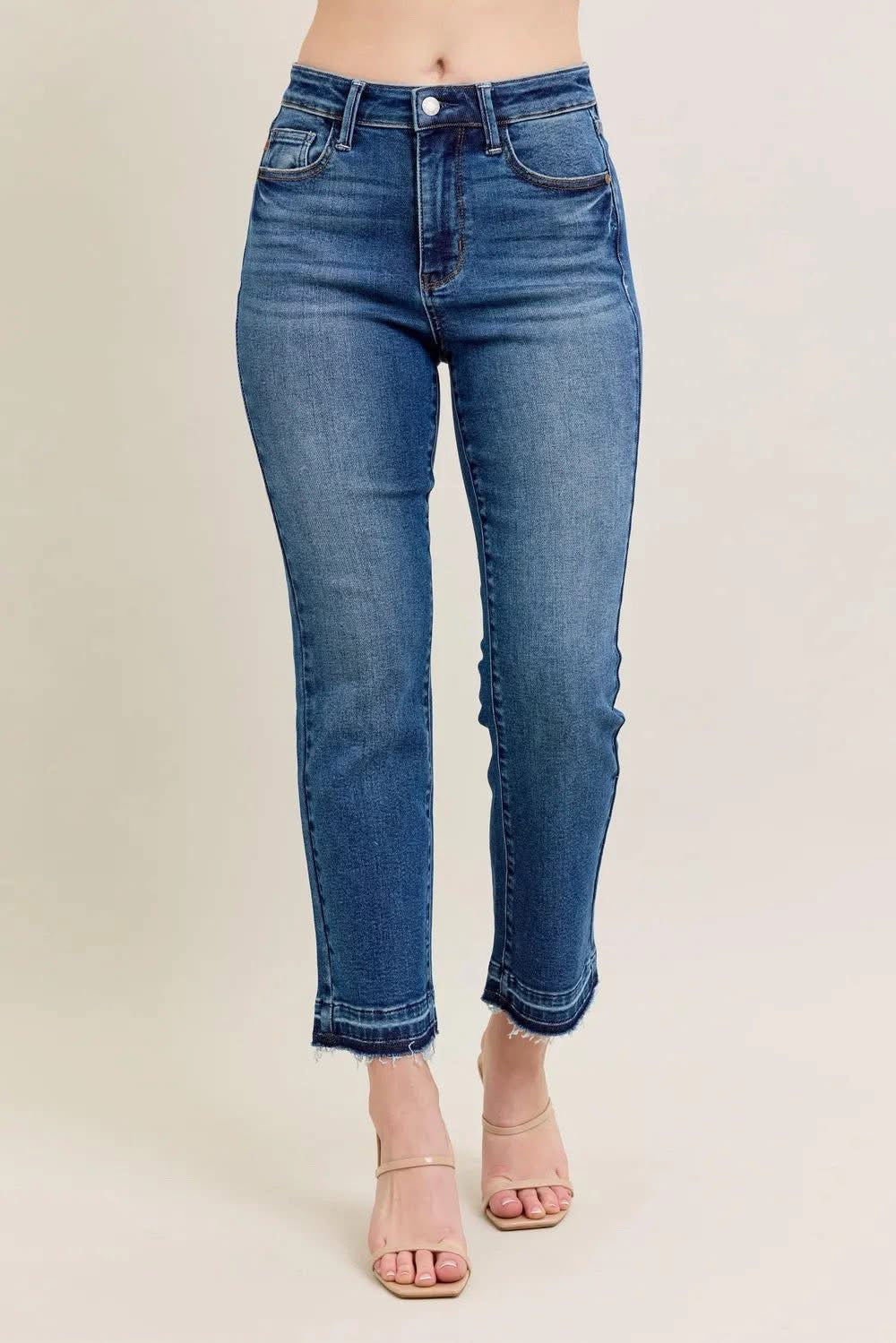 Judy Blue Vintage Wash Release Hem Kick Flare Jeans-