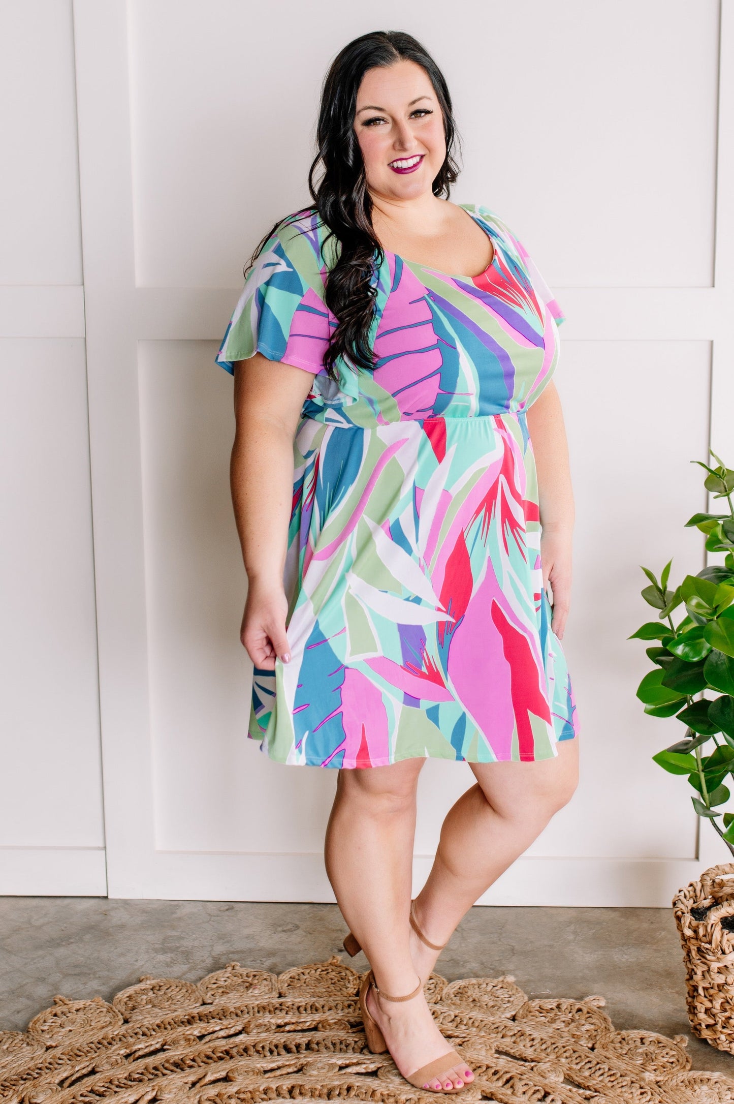 Stretchy Dress With Attached Shorts In Vibrant Colors