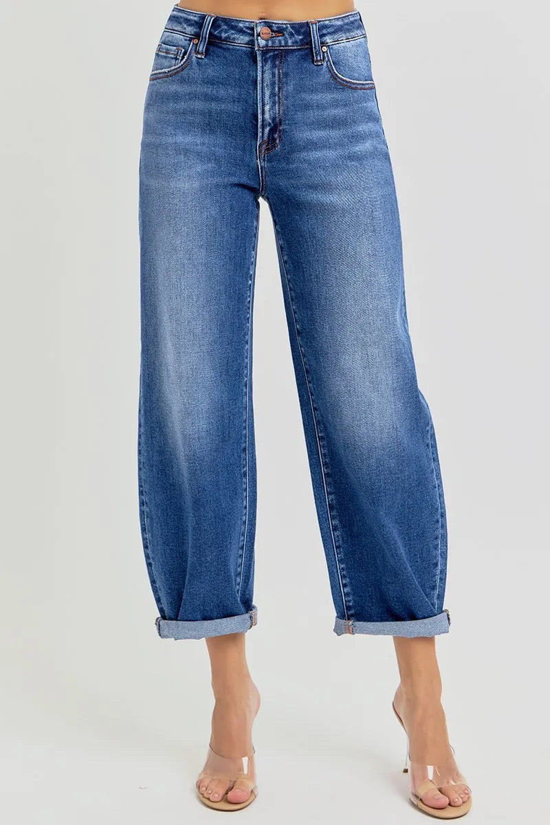 RISEN Crop Mild Barrel Jeans