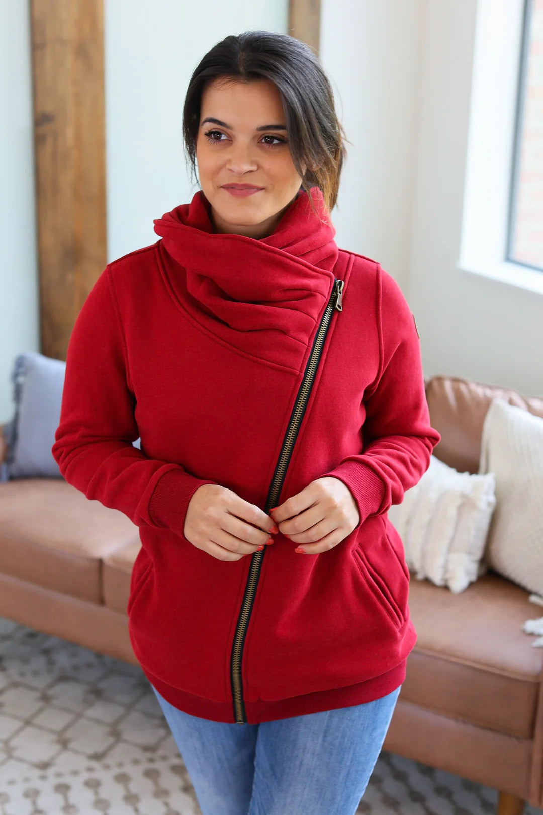 Quinn Zip Up - burgundy WAREHOUSE SALE