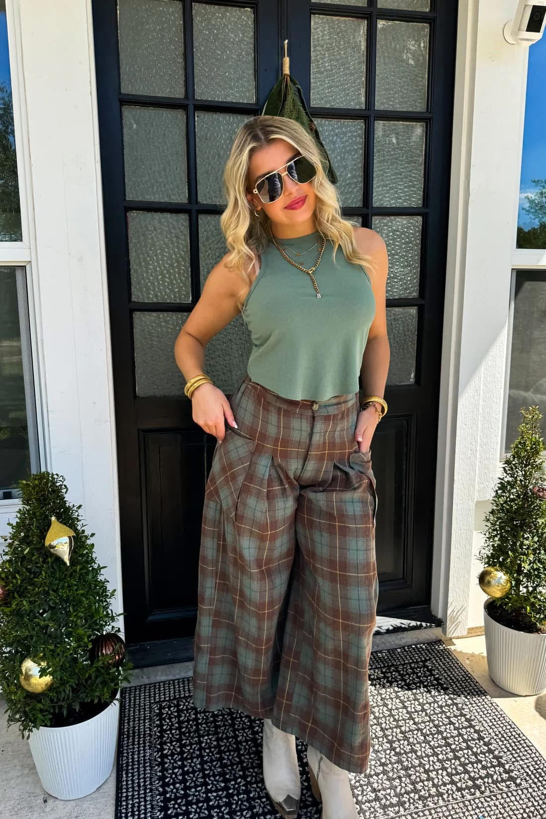 Cayla Crop Plaid Pant