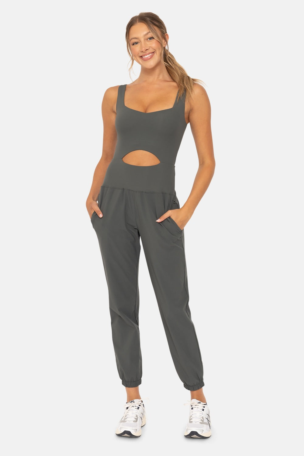 Keyhole Cut Out Jogger Jumpsuit
